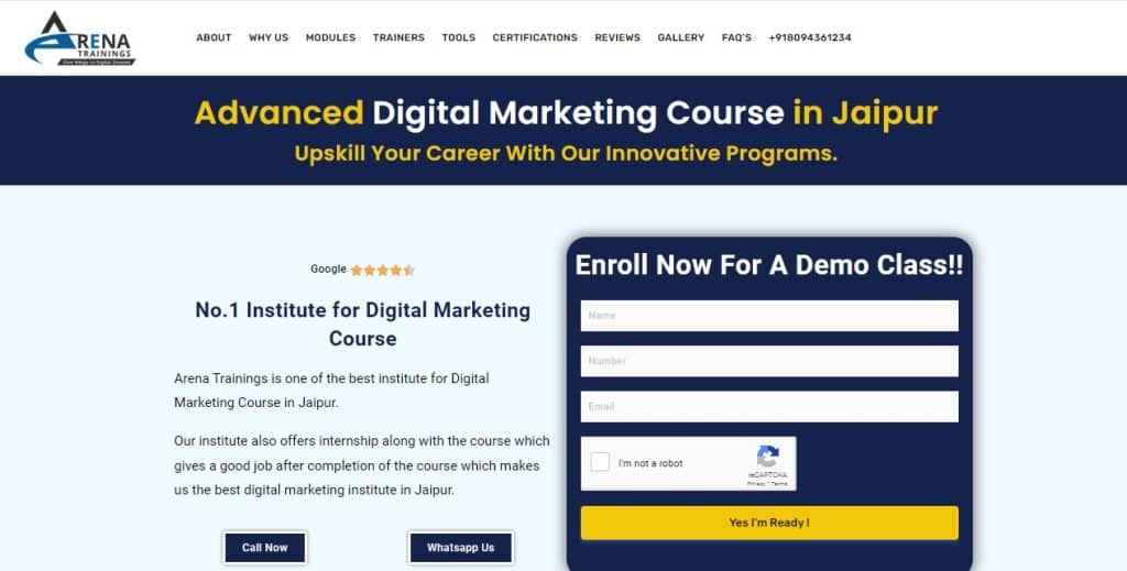 Arena Training- Digital Marketing Course In Jaipur