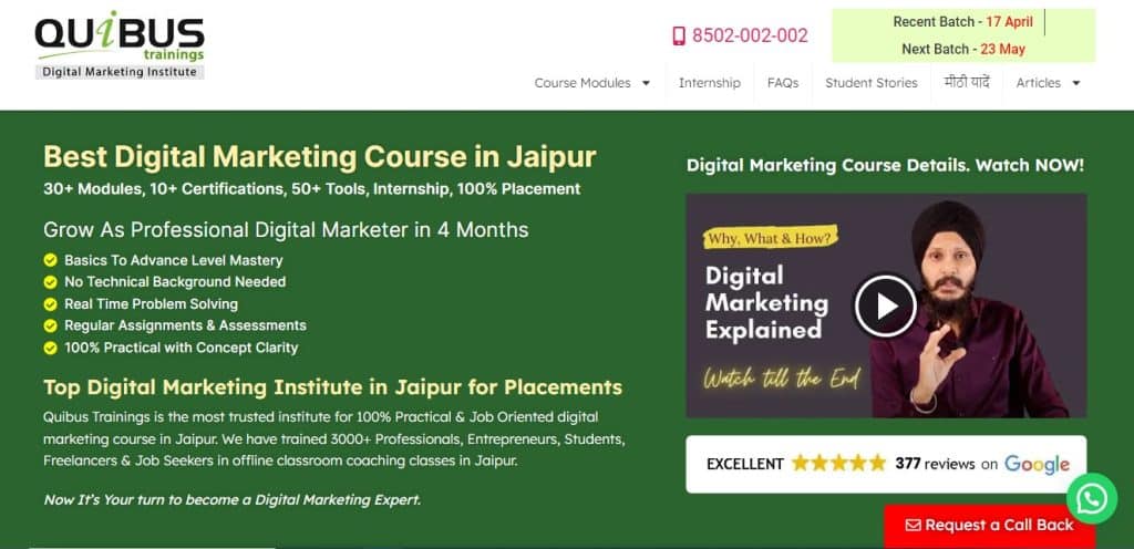 Quibus Trainings- Digital Marketing Course In Jaipur